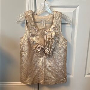 Gold Sleeveless Top with Floral Detail